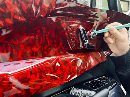 Glossy Carbon Fiber Red Film Car Body Film Vinyl Wrap Air-release Forged Carbon Fiber Red Self Adhesive Stickers Car Accessories