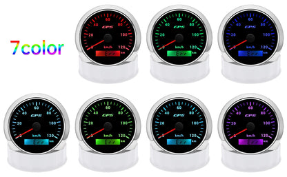 A 85MM GPS Speedometer For Motorcycle Marine Boat 30~200 Kmh Boat Car Truck Speed Gauge Meter With GPS Antenna 7 Color Backlight