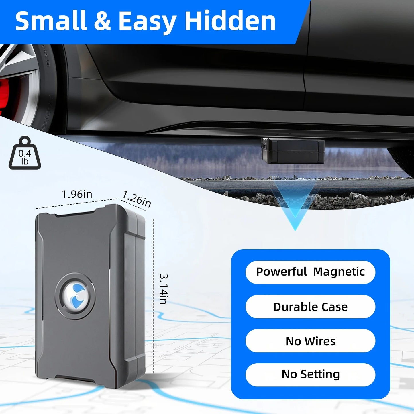 GPS Tracker for Vehicles Real-Time Location Hidden Magnetic Tracking Device for Cars Trip History Geo Fence Global Coverage