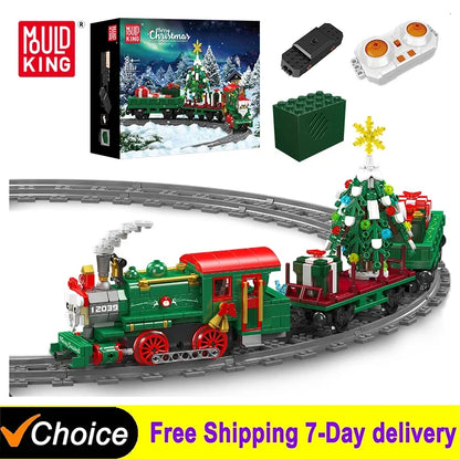 For Gifts 12039 Technical Christmas Train Building Block The Remote Control Winter Holiday Model Assembly Toys For Kids Gifts