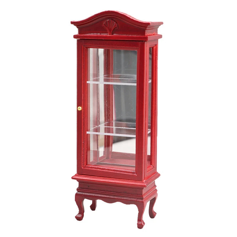 1Pc 1:12 Dollhouse Simulation Wooden Cabinet Display Cupboard Model Dollhouse Miniature Bookcase Furniture Decor Dolls House Toy