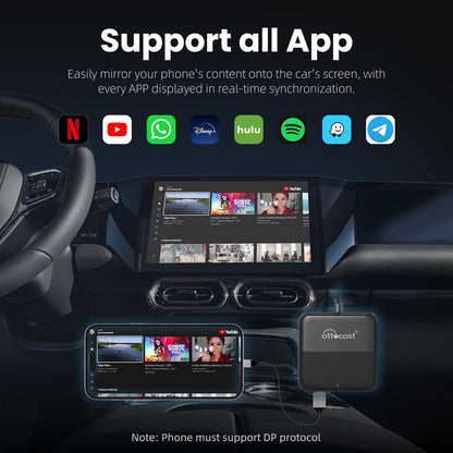 OTTOCAST Car TV Mate Wired to Wireless CarPlay Android Auto  Adapter HDMI Multimedia Video Converter for Fire TV Sticks Game Box