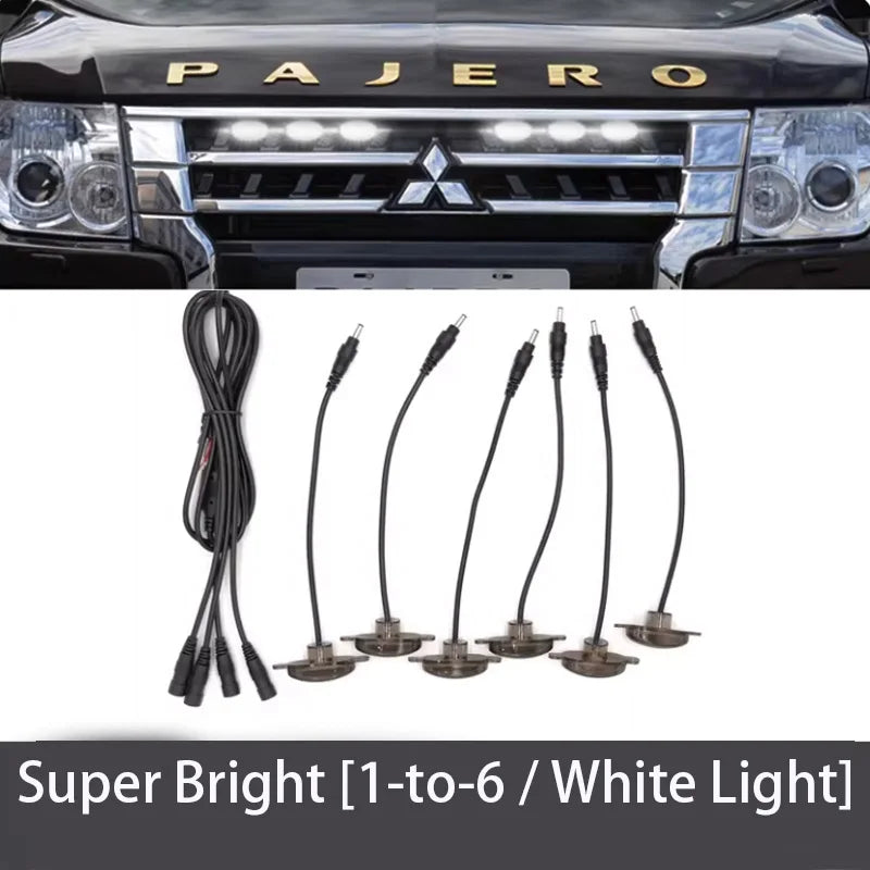 4Pcs 6Pcs Front Grille LED Lights For Mitsubishi Pajero Montero Sport  Outlander Amber DRL Daytime Running Warning Lamps