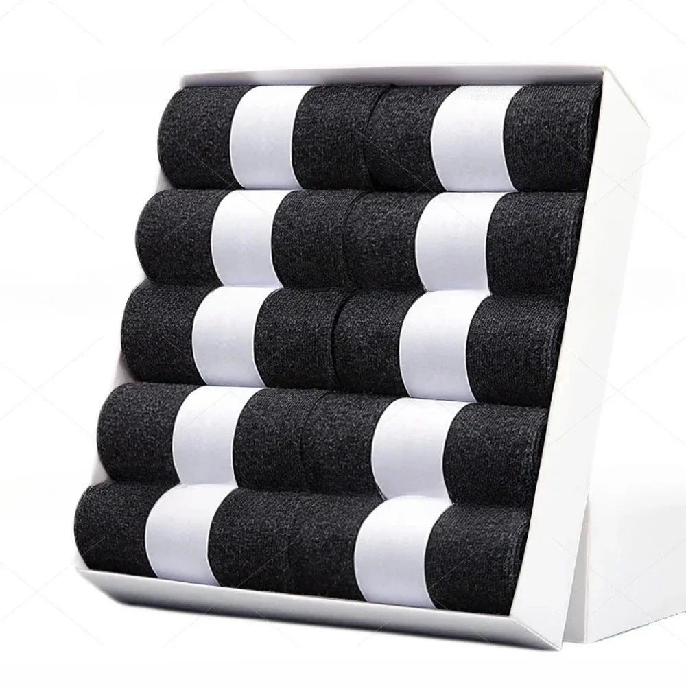 5 10 Pairs Men Socks Cotton Blend Black Business Casual Soft Breathable for  Spring Summer Autumn Winter Size 6-13
