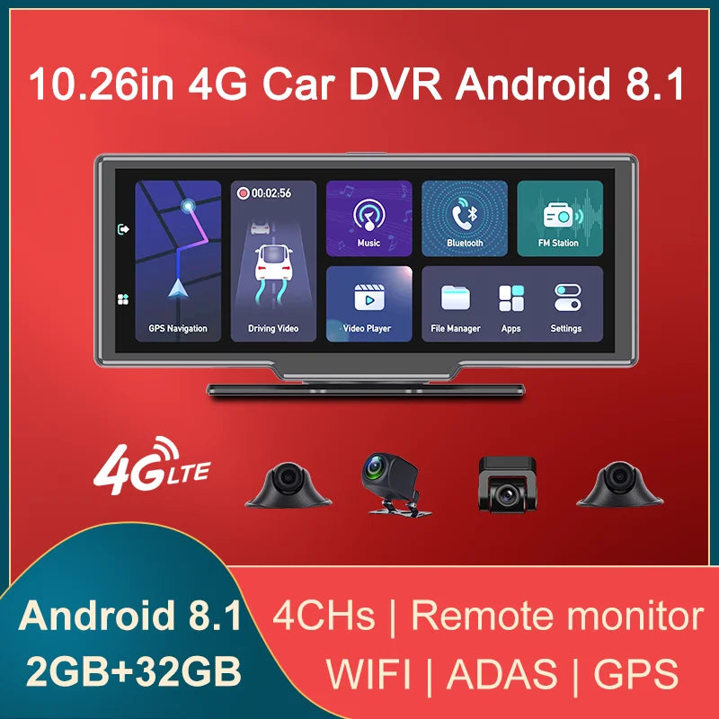 4 Camera T99 Car Dash Cam Recorder GPS Navigation 4G Andriod 8.1 Wifi 1080P Reaview Video Recorder Registrar Parking Monitoring