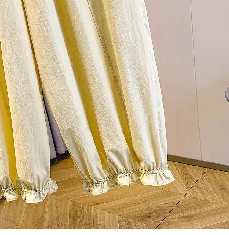 Casual Ice Silk Quick Dry Nine-Piece Flower Bud Pants Women Summer Thin Loose High Waist Draping Lantern Pants