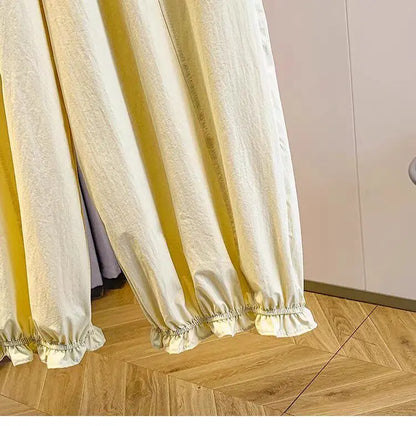 Casual Ice Silk Quick Dry Nine-Piece Flower Bud Pants Women Summer Thin Loose High Waist Draping Lantern Pants