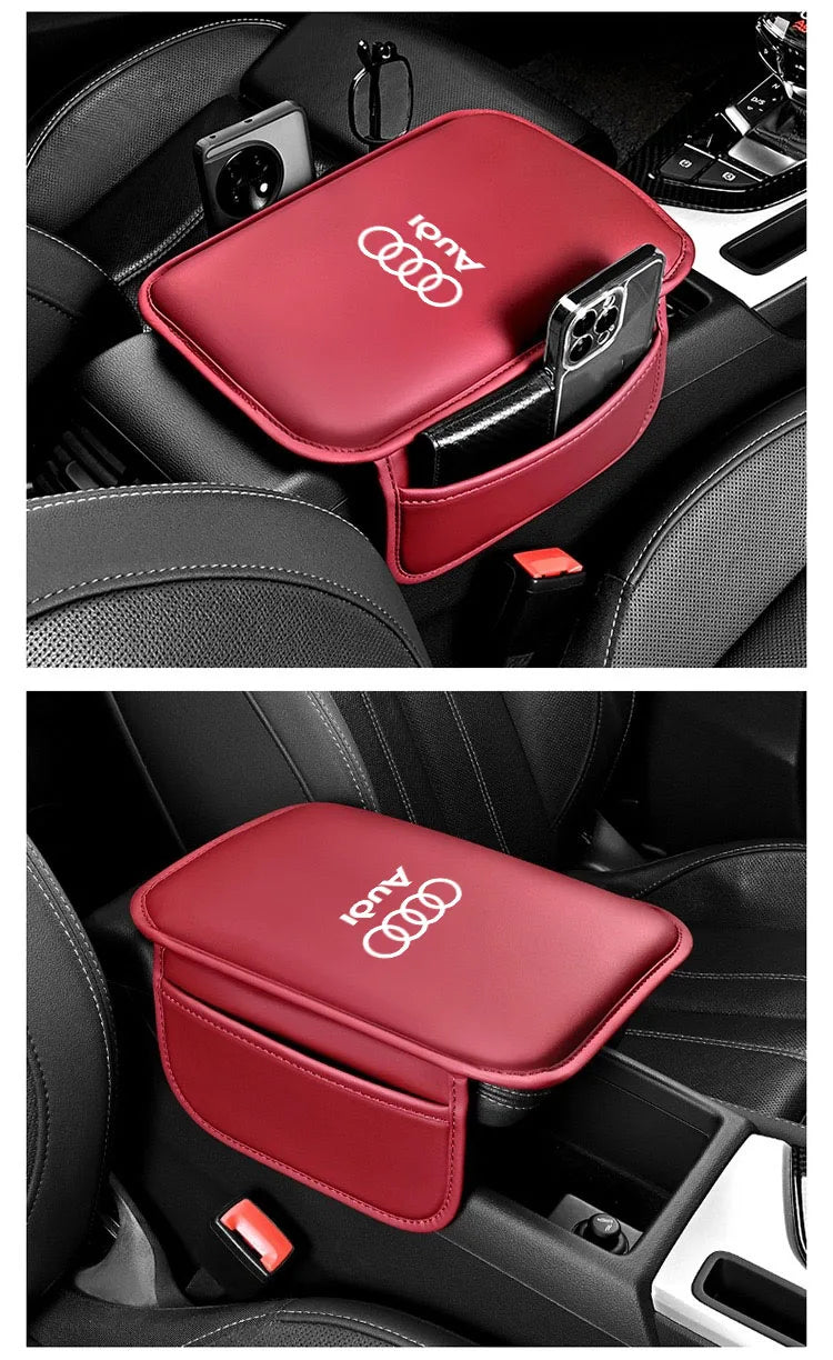 Car Styling Seat Armrest Box Protector Cushion Storage Box Cover Pad for Audi Quattro Sline A3 A4 A6 A5 Q5 Q7 Q3 A7 TT S3 S4 S5