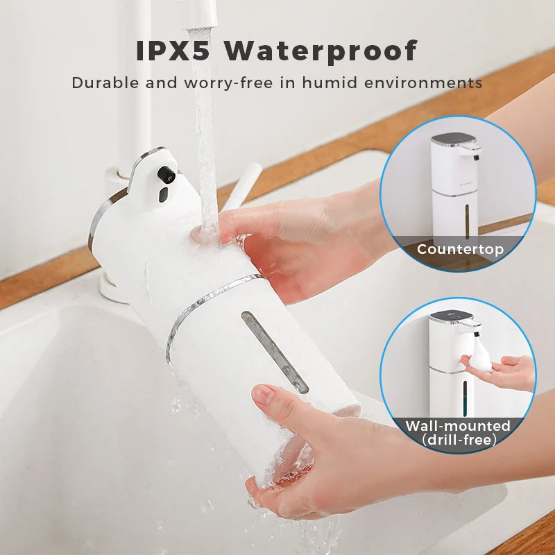 Induction Hand Sanitizer, Automatic Liquid Soap Dispenser, Foam Hand Washing Machine, 400ml Liquid Rechargeable Bathroom Hand Sa