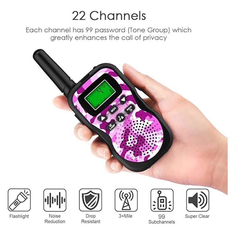 Kids Walkie Talkies with Flashlight and LCD Screen,3 Miles Range Walkie Talkies for Kids Outside Adventures Camping Hiking