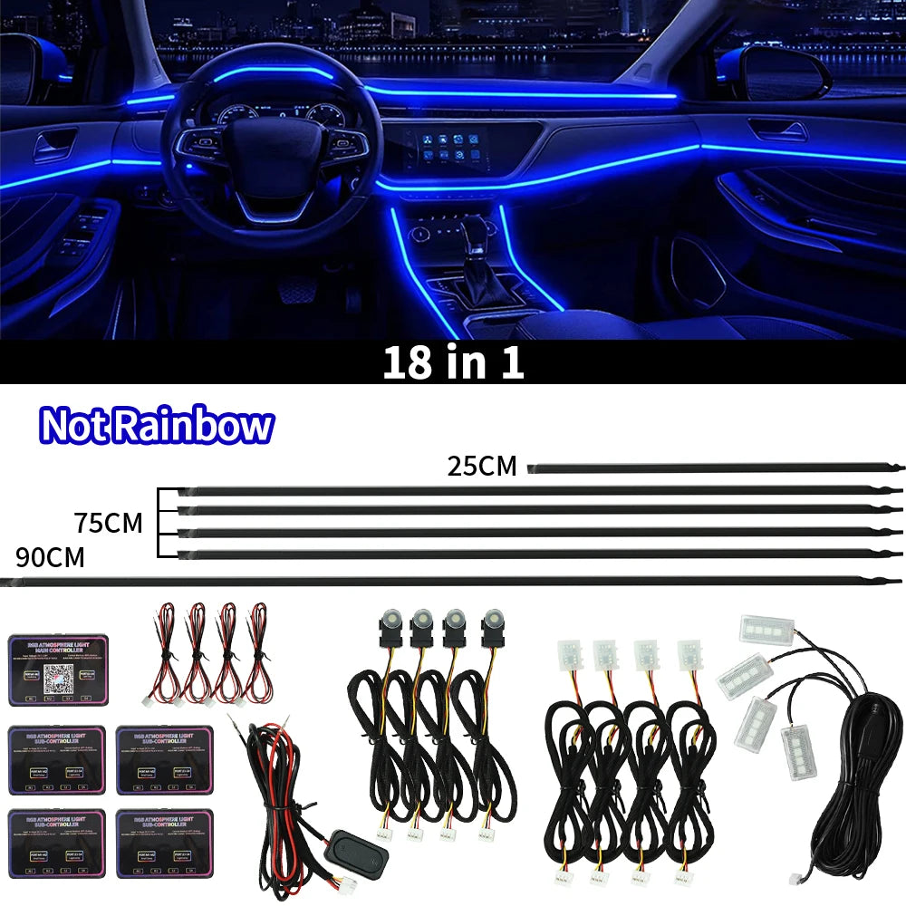 Led Car Ambient Lights 213 64 Color RGB Symphony Streamer Bluetooth Rainbow Interior Acrylic Strips Auto Atmosphere Lamp Kit