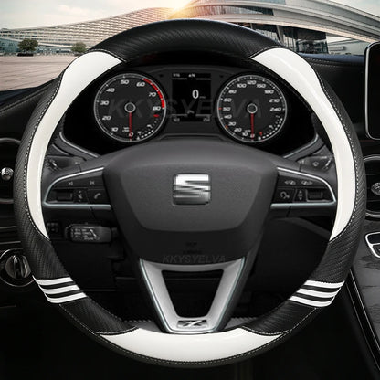 Carbon Fibre Car Steering Wheel Cover For Seat Leon 5F Mk3 2013-2022 Ibiza 6J 2022 Tarraco Arona Ateca Alhambra Auto Accessories