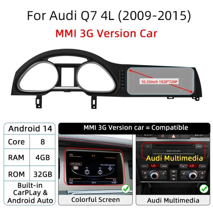 Android 14 Auto Radio CarPlay For Audi A6 C6 4f  For Audi Q7 4L 2005-2015 MMI 2G 3G GPS Car Multimedia Player Navi Stereo DSP