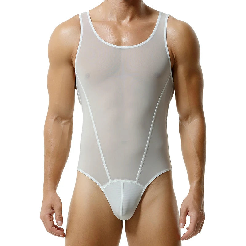 Men's Bodysuit Tight and Fun Bodysuit Underwear Ultrathin, Slim, Translucent, Sexy, High Elastic, European and American Style