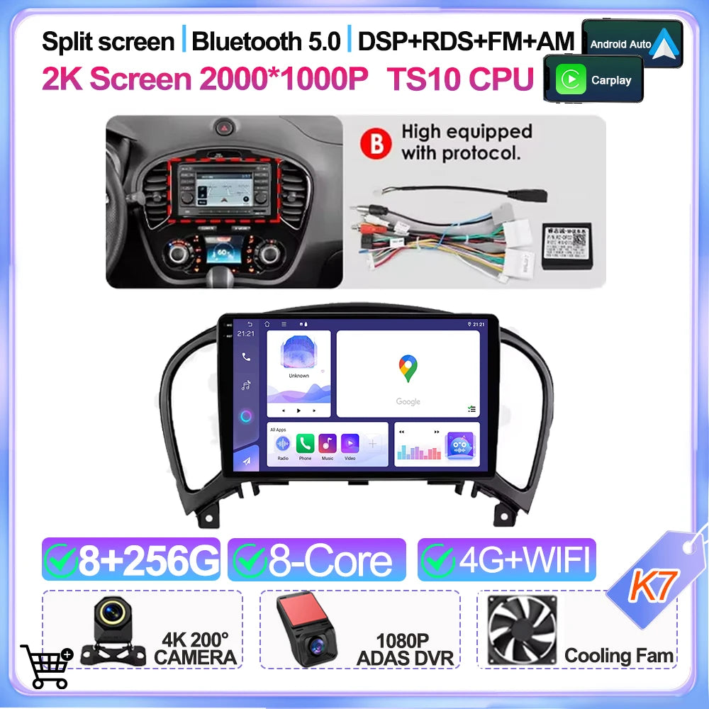 For Nissan Juke Yf15 2010 2011 2012 2013 2014 Carplay Auto 5g+wifi Gps Car Radio Navigation Multimedia Video Player Stereo Bt