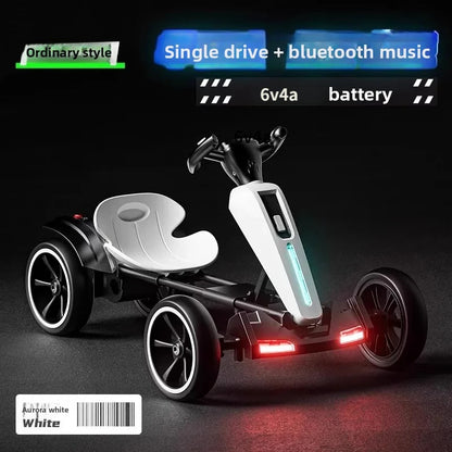 N‌ew Foldable Portable Kids Electric Go-Kart with 390 Motor Cool LED Lights No Assembly Outdoor Off-Road Toy Car for Boys/Girls