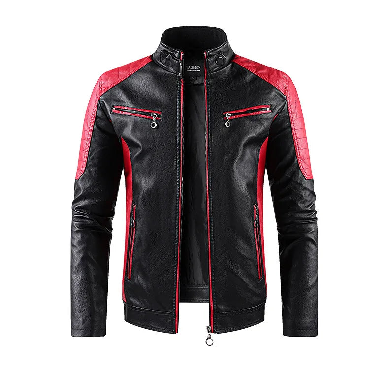 Trendy Men Slim Motorcycle Leather Jackets Casual PU Leather Coats Quality Male Stand Collar Leather Jaquetas Jackets And Coats