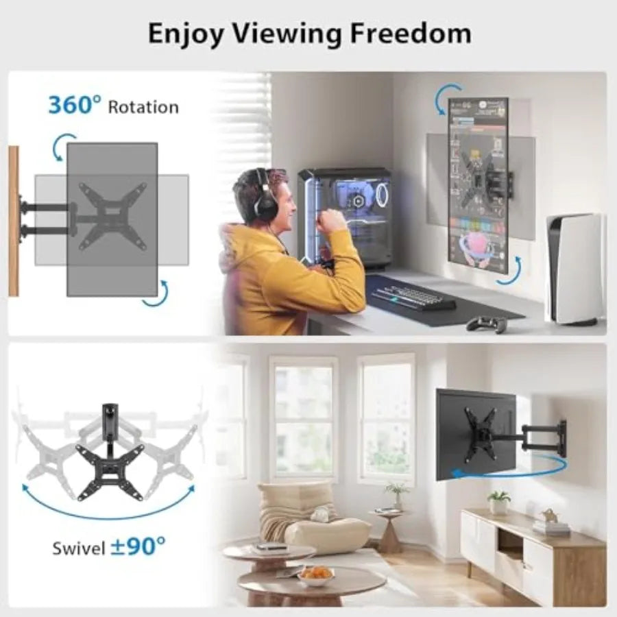 Full Motion Wall for Echo Show 21/15 and Flat Curved Screen s and Monitors, Max VESA 200x200mm up to 44lbs, Wall Bracket Rotati