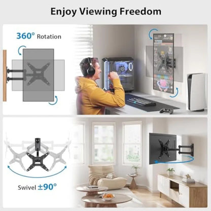 Full Motion Wall for Echo Show 21/15 and Flat Curved Screen s and Monitors, Max VESA 200x200mm up to 44lbs, Wall Bracket Rotati