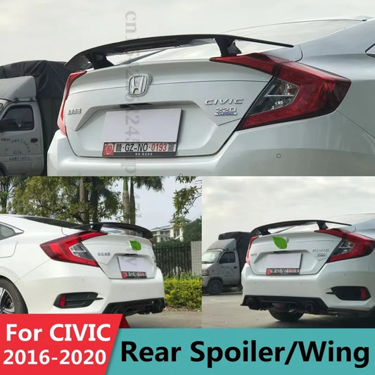 For Honda Civic Spoiler 2016 2017 2018 2019 2020 GT Style Car Decoration Rear Roof Tail Wing ABS Plastic Spoiler 4Door Painted