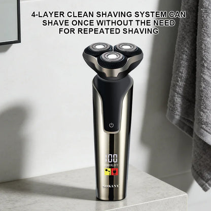 Men's Electric Shaver Wet Dry Shaver with 3-Blade Cutting System Reciprocating Waterproof Shaver Beard Trimmer USB Rechargeable