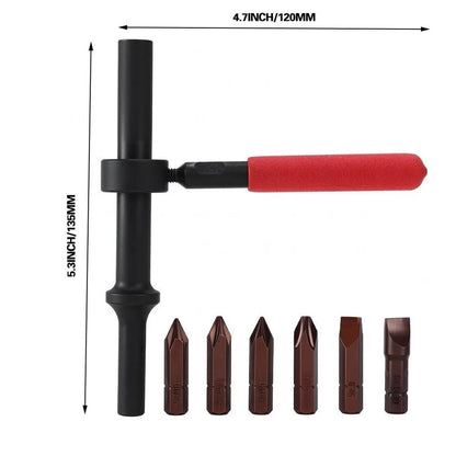 6pcs Air For Impact Screw Remover Bit Set Pneumatic Hammer Screwdriver Car Maintenance Tools Disassembly Tool