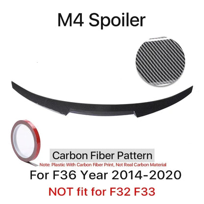 Rear Trunk Spoiler Bumper Lip For BMW 4 Series F32 F33 F36 Carbon Fiber PSM M4 MP Style Wing Tail Kit 2014-2020 Gloss Black