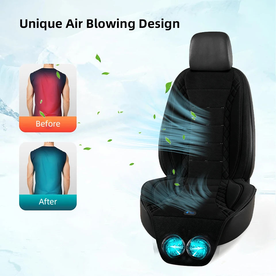 Car Summer Cool Air Seat Cushion Optional Heating or Cooling Function With 1Fan or 2Fan Fast Blowing Ventilation Car Seat Cover