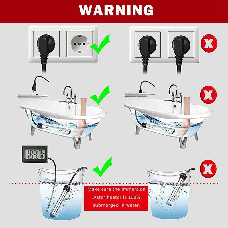 110V/220V Electric Heater Boiler Water Heating Element Immersion Suspension Water Heater Bathroom Swimming Pool US/EU Plug
