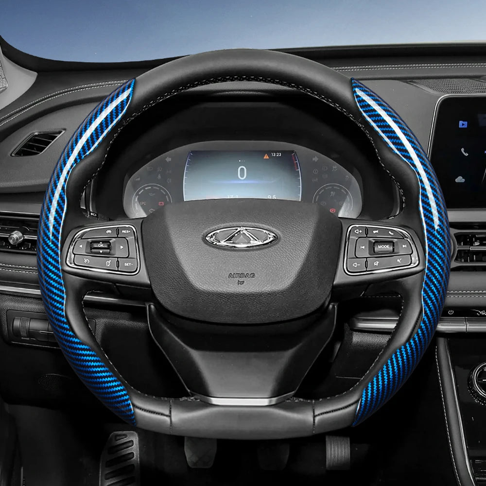 Suitable for Chery Carbon Fiber Texture Steering Wheel Cover with Segmented Quick-Release Design, Durable, for Models Such as Tiggo 2 3 4 7 8 9 Pro Max Csh Arrizo 6 Cross C5 J6 E5 Omoda 5 Gt Eq7