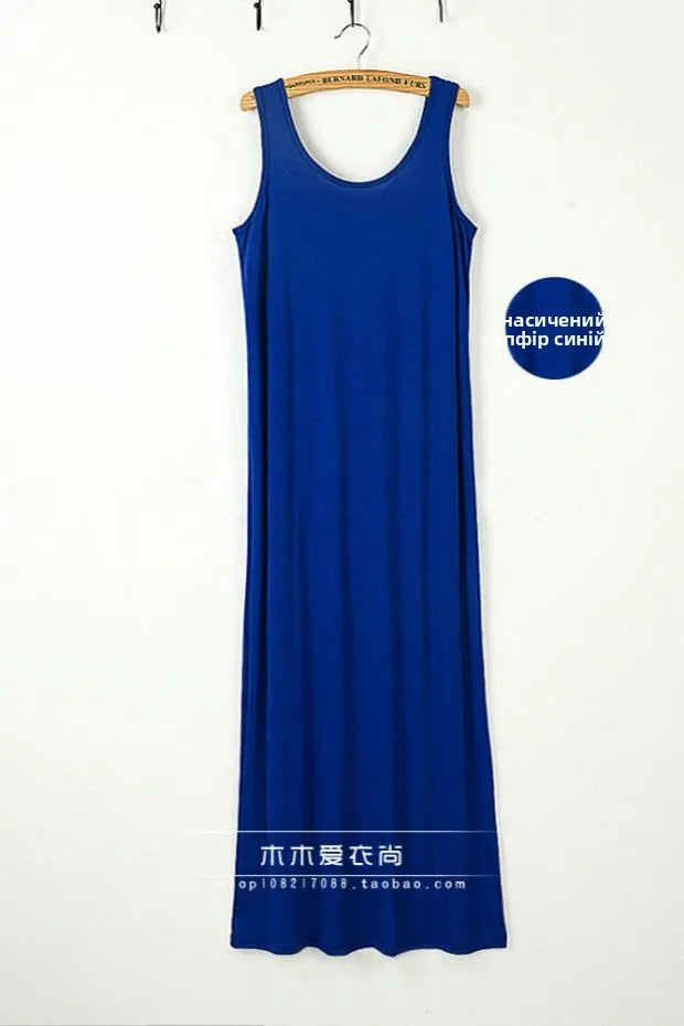 Spring Summer 2026 Women's Modal Long Sleeveless Dress Beachwear Base Layer Vest Skirt Large Size Korean Style Commute