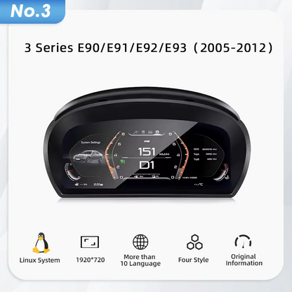 LCD Dashboard for BMW E90 E70 E71 E60 E81 E87 F10 F20 F30 F32 F06 E84 F48 E83 F25 F26 F15 Speedometer Digital Display Cluster