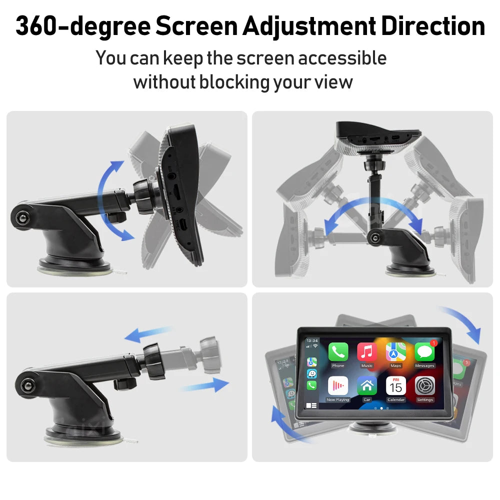 7" / 9" Portable Wireless Carplay Android Auto Car Radio Multimedia Player IPS Touch Screen AUX USB Bluetooth Mirror Link AHD