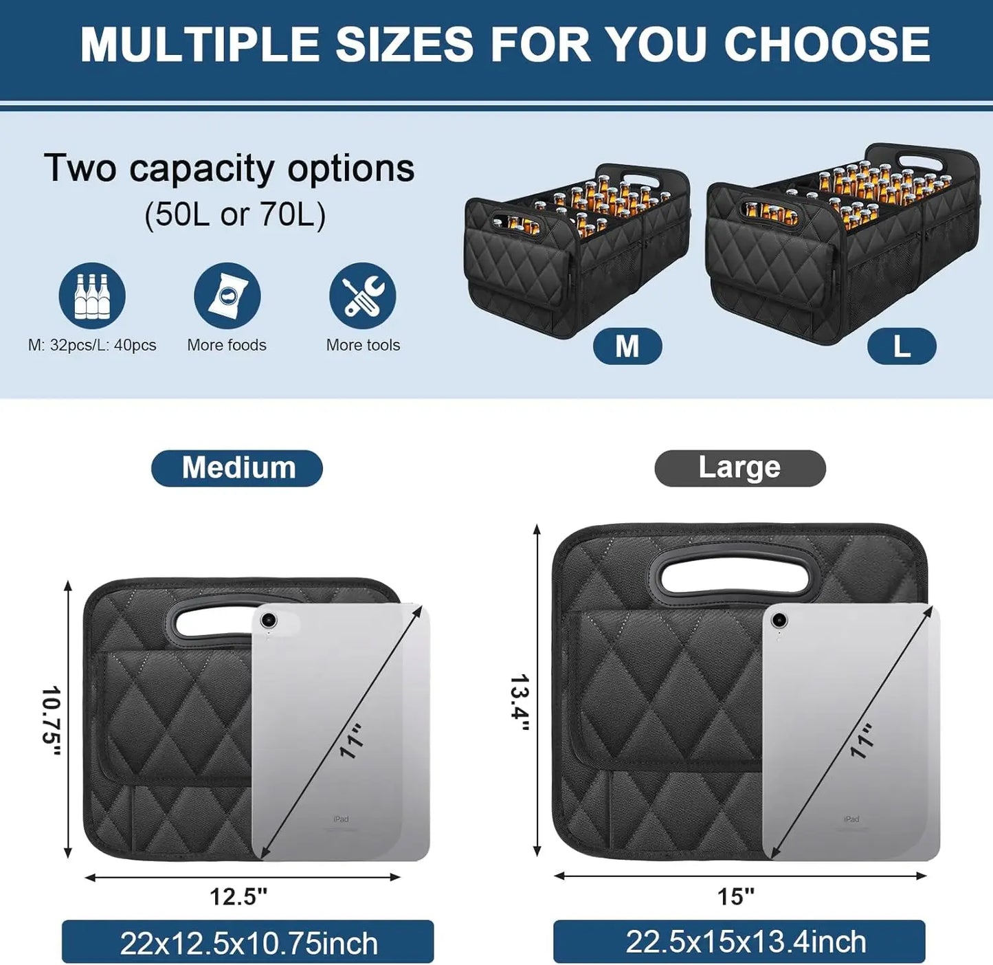 Car Trunk Organizer For Suv Waterproof Polyester Auto Storage Organizer With 6 Pockets Car Accessories Interior
