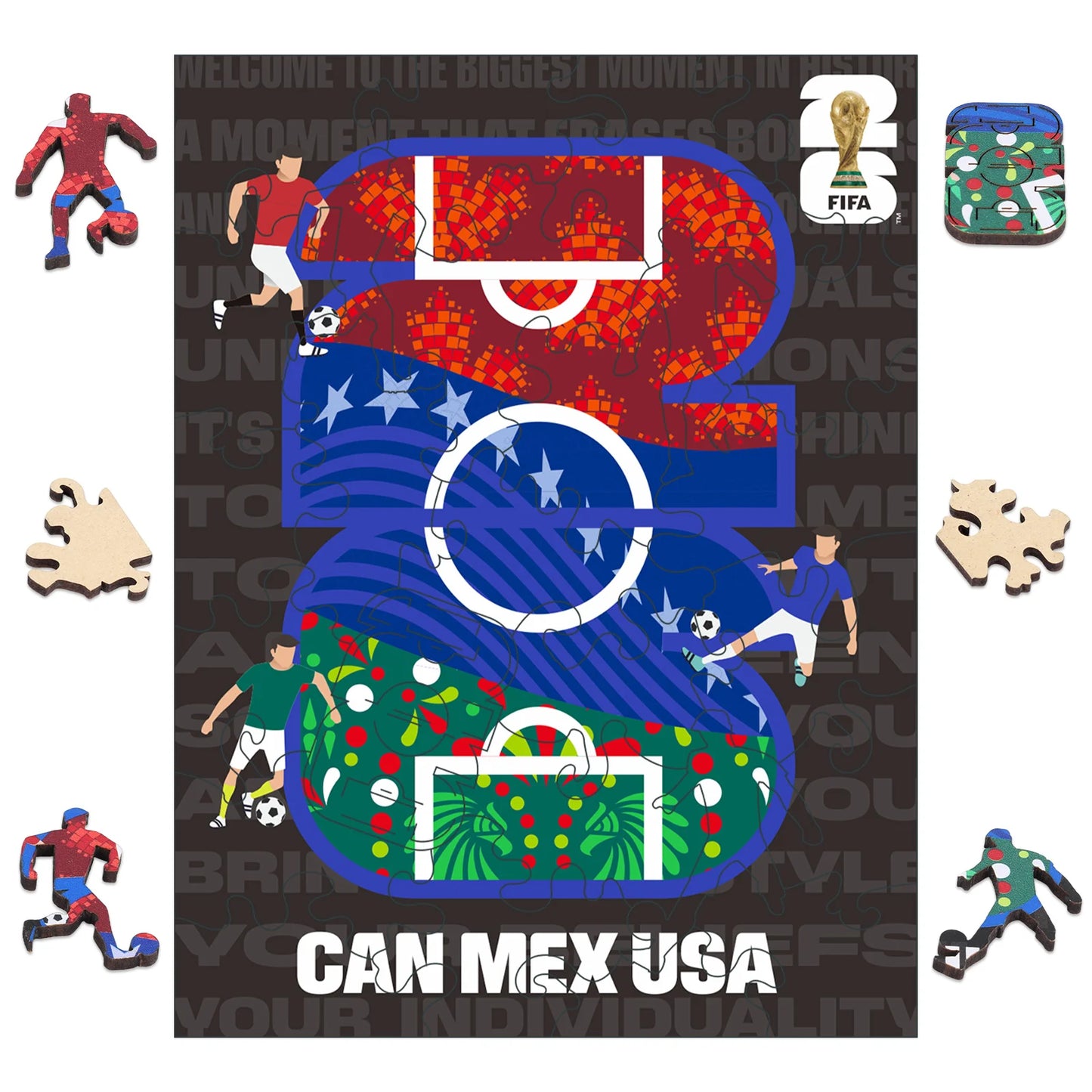 Mini Wooden Puzzles for Adults FIFA World Cup Football Unique Shaped Puzzle Collectible Decor Creative Birthday Festival Gifts
