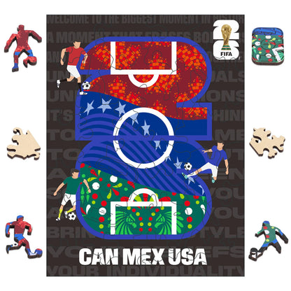 Mini Wooden Puzzles for Adults FIFA World Cup Football Unique Shaped Puzzle Collectible Decor Creative Birthday Festival Gifts