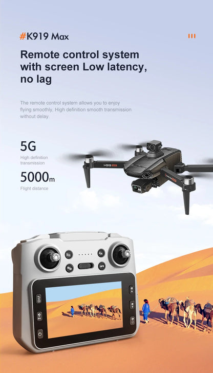 New K919 MAX Drone 8K GPS Professional HD 3-axis Gimbal Aerial Screen Remote Control Aircraft 5G HD Dual Camera Security drone