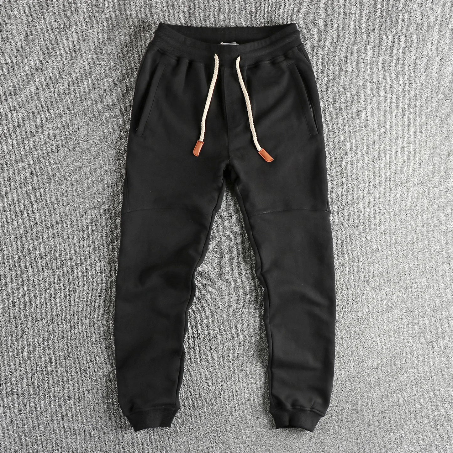 Autumn New American Retro Terry Cloth Solid Color Sweatpants Men's Simple Washed Drawstring Casual Sports Youth Ankle-tied Pants