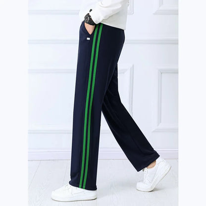 Navy blue Unisex New Track Pants Casual Sweatpants mens Striped Bastic Trousers Straight Pants Joggers Simple Work Pants