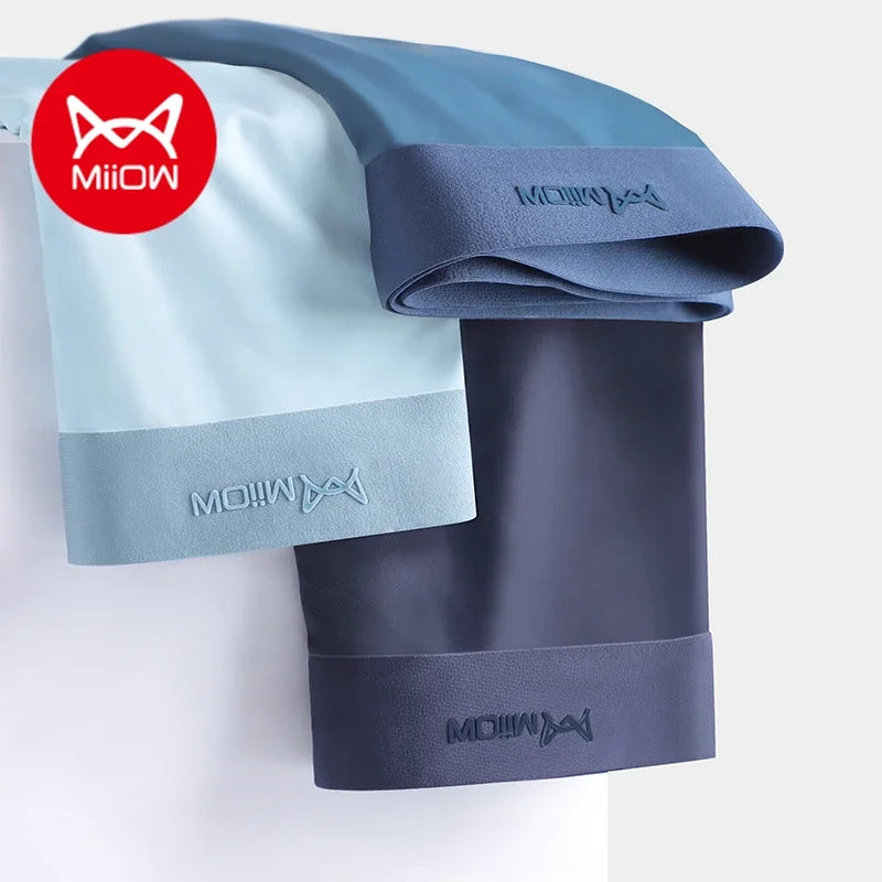MiiOW 3Pcs Ice Silk Men Boxer Underwear Sexy Mens Underpants Graphene Antibacterial Men's Panties Breathable Boxers Briefs L-5XL