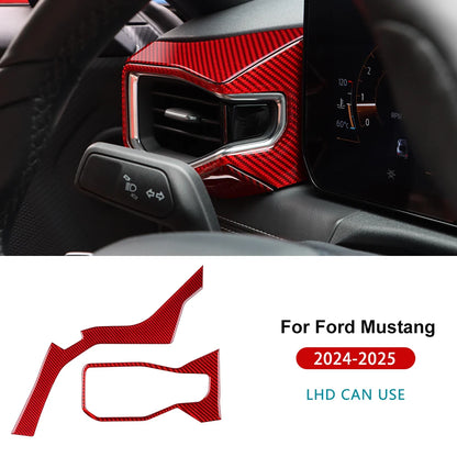 Real Soft Carbon Fiber Sticker For Ford Mustang GT Dark Horse EcoBoost 2024 2025 2026 LHD RHD Car Center Console AC Outlet Trim