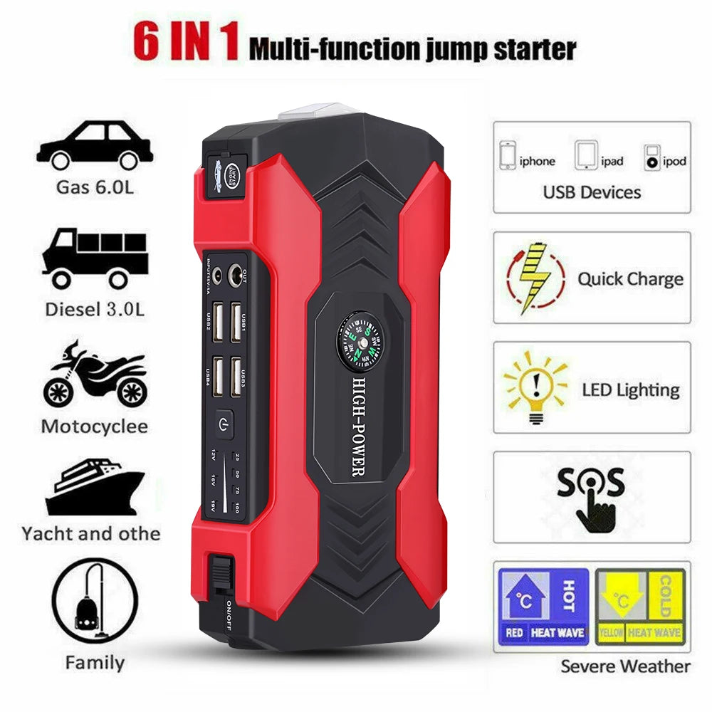 99800mAh Car Jump Starter 3000A Starting Device Portable Power Bank Battery Starter Launcher For Car Booster Articles