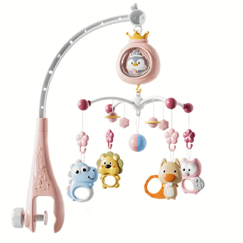 Musical Baby Crib Mobile with Projector Remote Control Night Light Sensory Hanging Toy for Newborns Infant Stroller