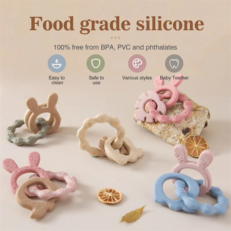 BPA Free Baby Silicone Rabbit Bracelet Teether Toys Nursing Teething Toys Food Grade Silicone Newborn Teething Toys Baby Gift