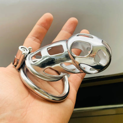 Stainless Steel Male Chastity Device Metal Cock Cage with Arc Penis Rings BDSM Gay Erotic Urethral Device Adult Erotic Sex Toys