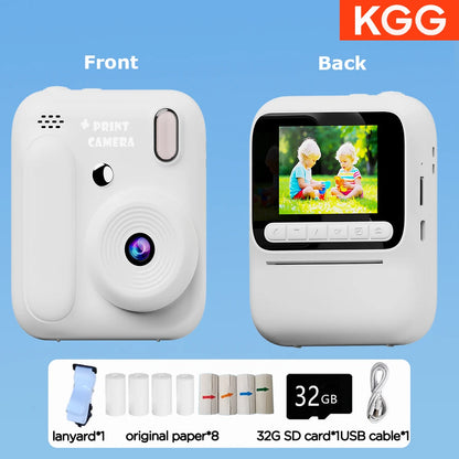 Kids Instant Camera Color Printing Camera 32GB 1080P Thermal Print Toys Camera Print Photo Video Games Music Children Gift