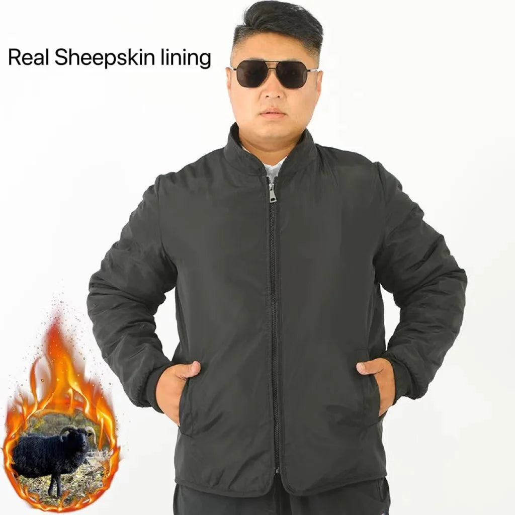 2024 Winter Genuine Wool Cotton Jacket Middle-aged Elderly Men Women Thicken Warm Outerwear Casual Long Sheepkin Jacket Dad Gift