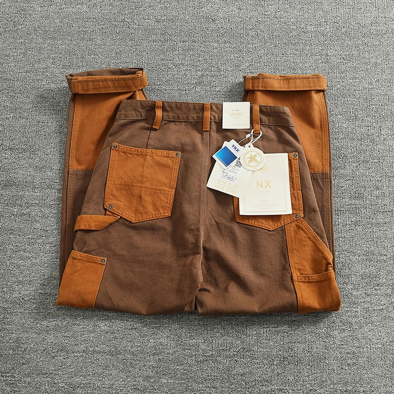 2024 Autumn And Winter New American Retro Heavyweight Men's Patchwork Cargo Pants Loose Fashion Multi-pocket Casual Trousers