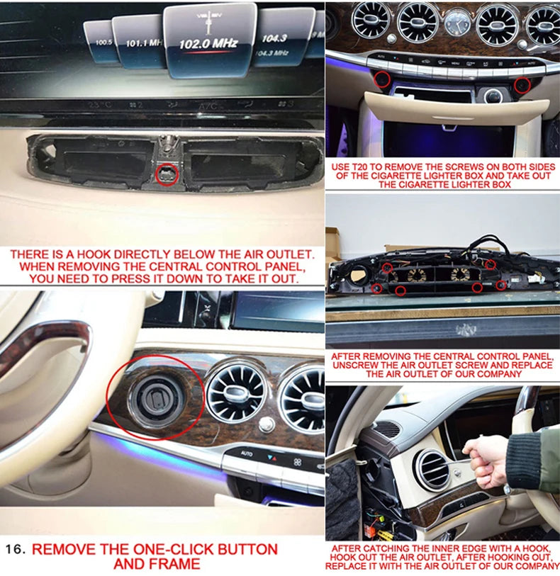For Mercedes Benz W205 C-Class GLC X253 W213 E-Class W222 S-Class W117/W156/W176 CLA GLA Turbine Nozzle Air Vents Ambient Light