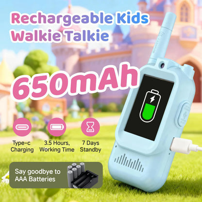 Walkie Talkies 2 Pack Rechargeable Walkie Talkies With HD Camera Voice Changer Talkies for Travel Birthday Ages 3-10 Gfits
